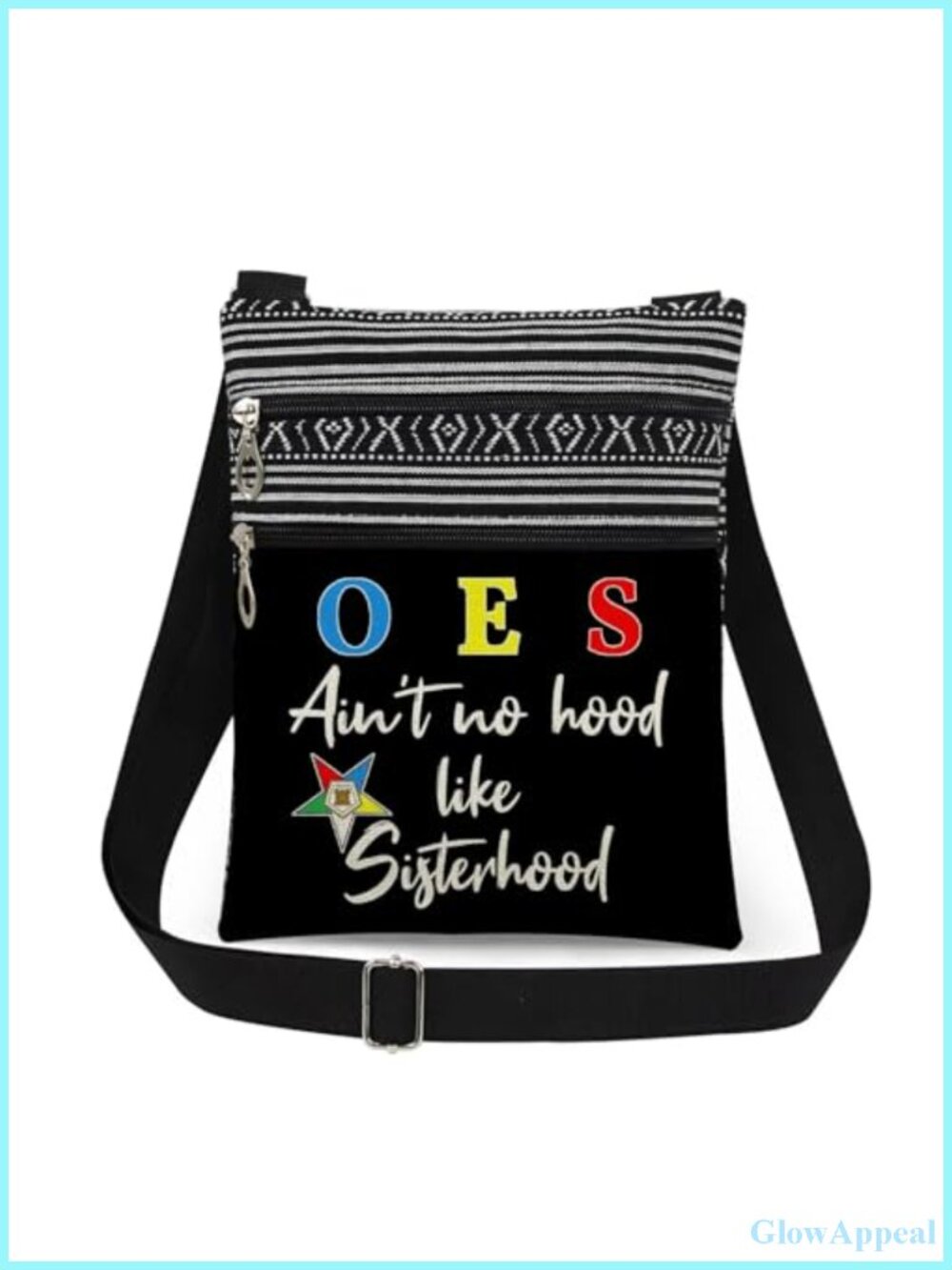 OES Crossbody Bag Polyester Adjustable Strap Double Pocket Sling Purse